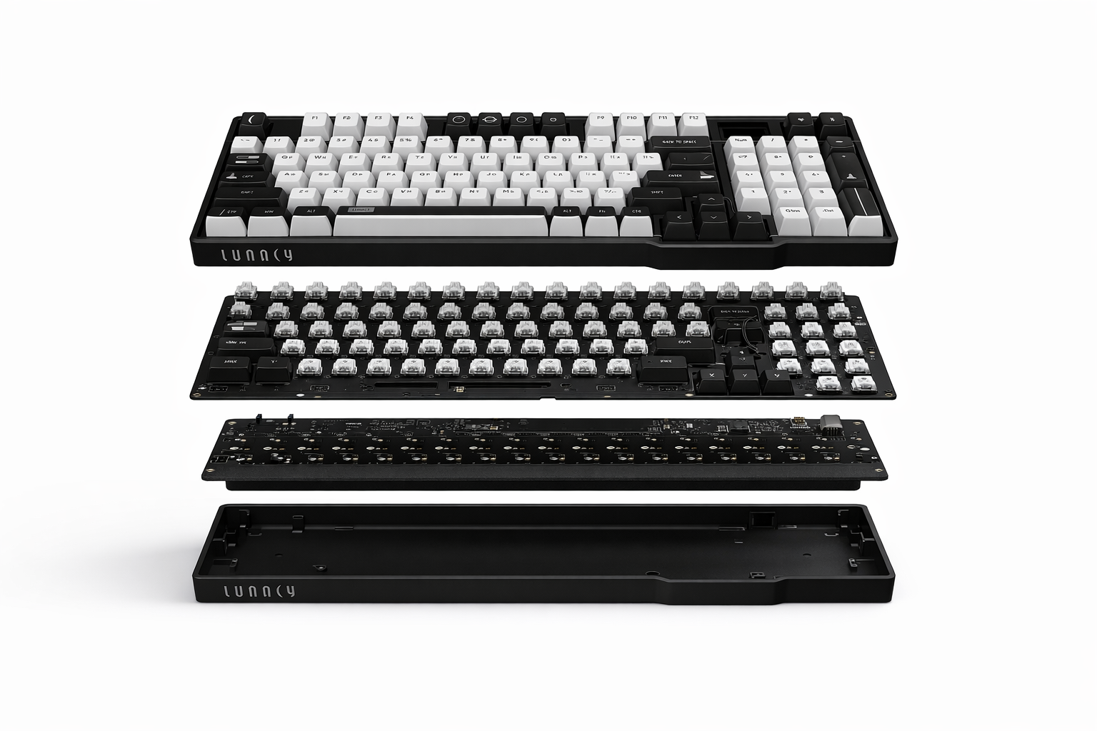 Exploded mechanical keyboard construction
