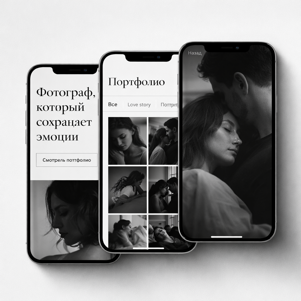 Мобильная версия сайта фотографа